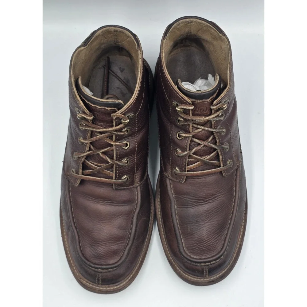 OluKai Kohala Boots Mens 11 Brown Leather Moc Toe Lace Up Casual Comfort Shoes